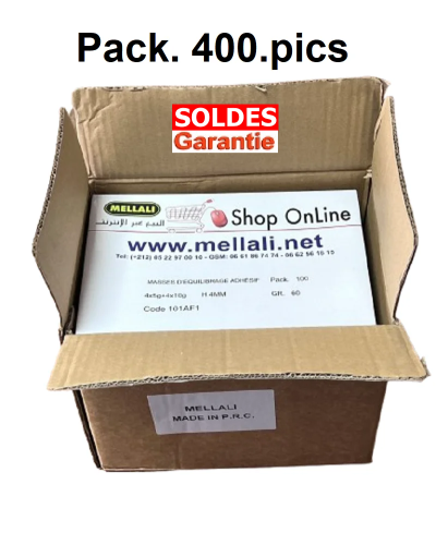 Masses d’équilibrage Autocollant en acier pour jantes en aluminium. Vente BOITE 400 Pics