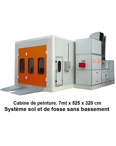 Cabine de peinture Diesel, 7 mt- Brûleur  Italien