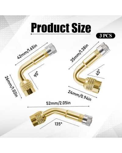 Valve Rallonges Coude 45° Adaptateur universels en laiton pour valve de pneu,