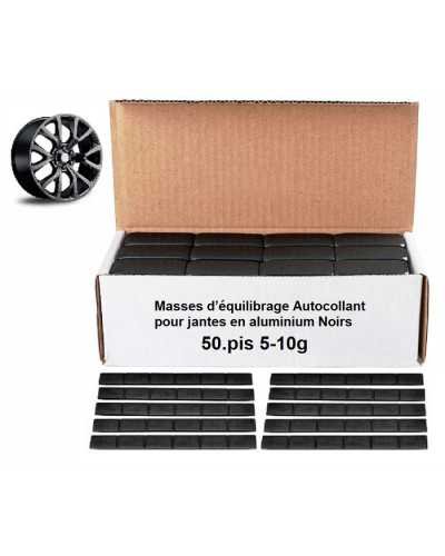 Masses d’équilibrage Autocollant pour jantes en aluminium. COLOR NOIR- Vente 50 pics