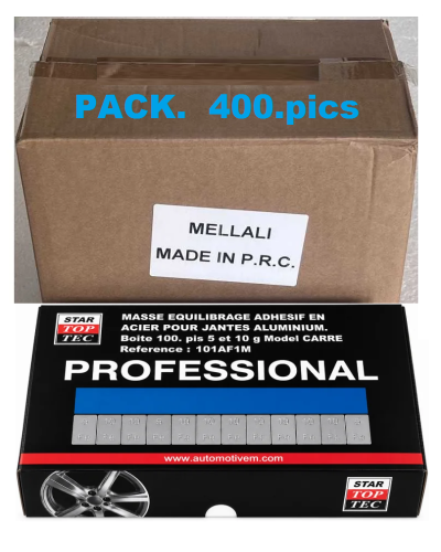 Masses D’équilibrage Autocollant En Acier Pour Jantes En Aluminium. Vente BOITE 400 Pics-Model CAREE