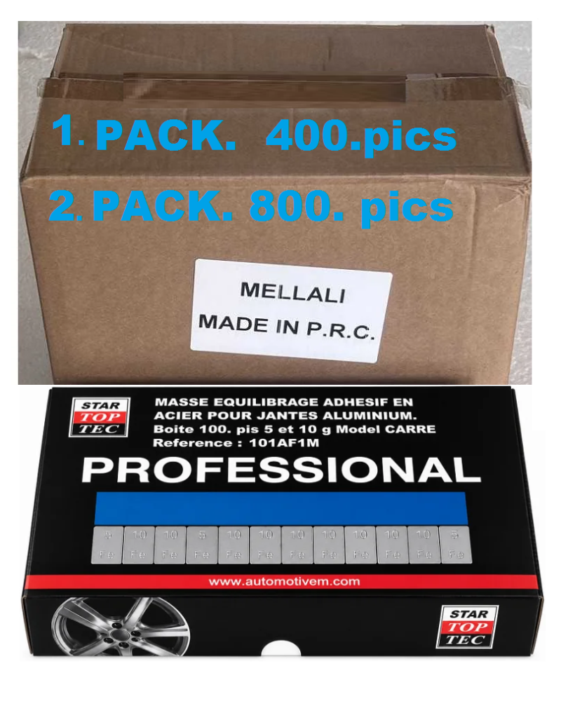 Masses D’équilibrage Autocollant En Acier Pour Jantes En Aluminium. Vente BOITE 400 Pics-Model CAREE
