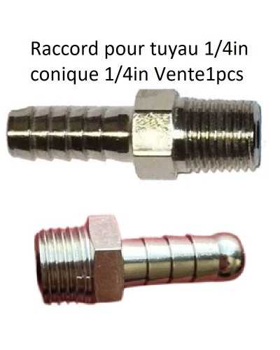 Raccord pour tuyau 1/4in conique 1/4in (Vente1pcs)