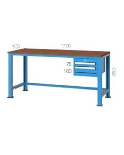 TABLE DE TRAVAIL AVEC PANNEAU PERFORÉ ET TIROIRS 2 X