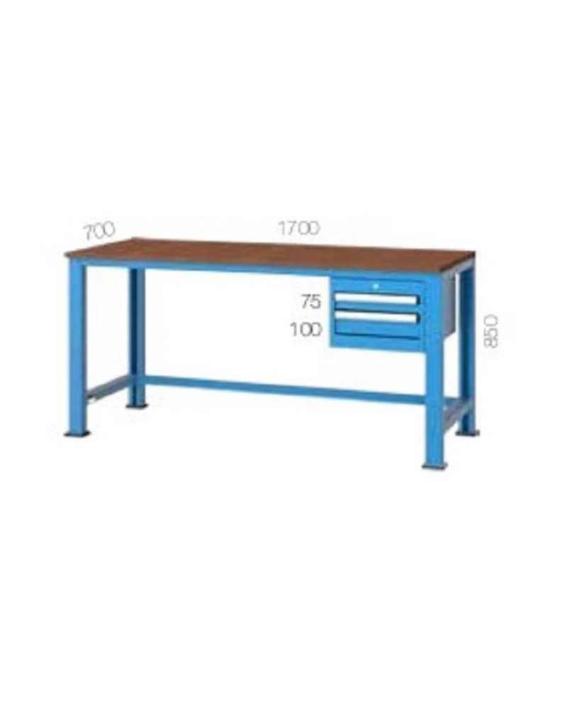 TABLE DE TRAVAIL AVEC PANNEAU PERFORÉ ET TIROIRS 2 X