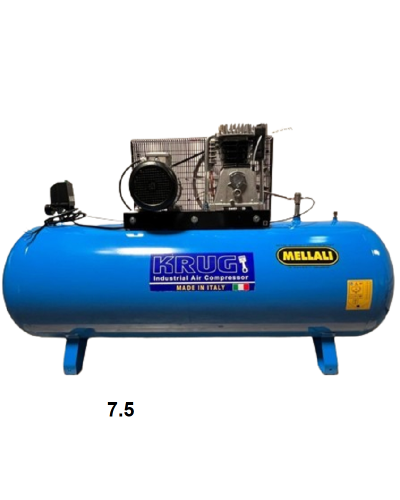 Compresseur d air 2 cylindre fonte bi - étagé, lubrifié, avec entraîne