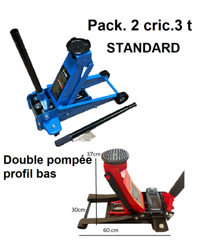 PACK  2 CRIC ROULEUR HYDRAULIQUE 3Ton
