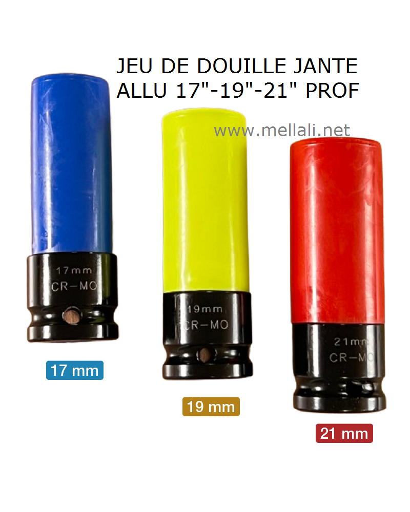 Jeu de 3 douilles pour jantes Aluminium 17"-19"-21" PROFESSIONNEL