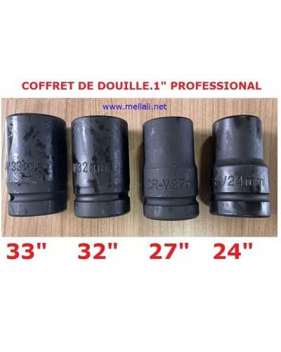 COFFRET DOUILLES POUR CLÉ  À CHOC 1" POUCE PROFESSIONAL 4 pcs
