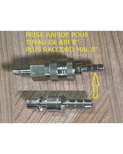 PRISE RAPIDE POUR TUYAU DE AIR 8" PLUS RACCORD MAL 8"